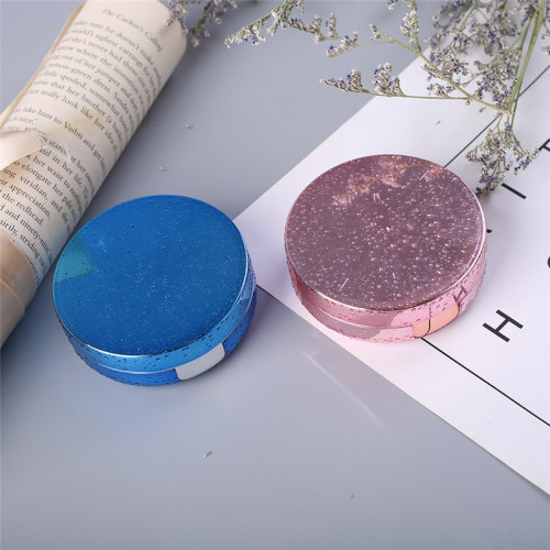 PINKSEE Round High-end Glossy Contact Lens Case Travel Portable Glasses Storage Box Trendy Simple Contact Lens Container