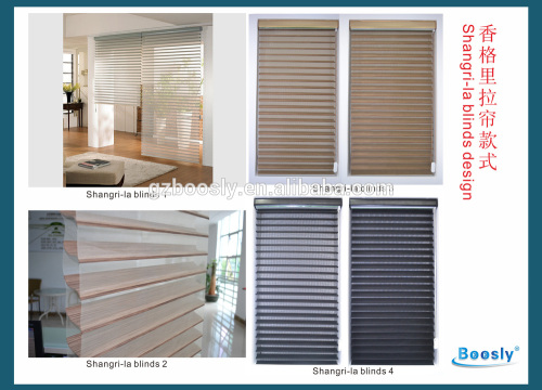 Home Decoration Double Layer Fabric Motorized Shangri-la Blinds