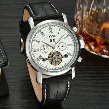 oem automatic watches men fashion leather clock