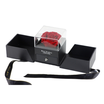 Custom Acrylic Eternal Rose Ring Flower Box with Drawer