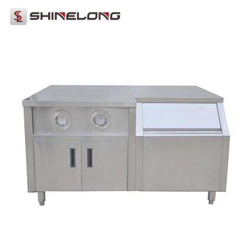 Commercial Fast Food Restaurant Kitchen Stainless Steel Center Island Work Table