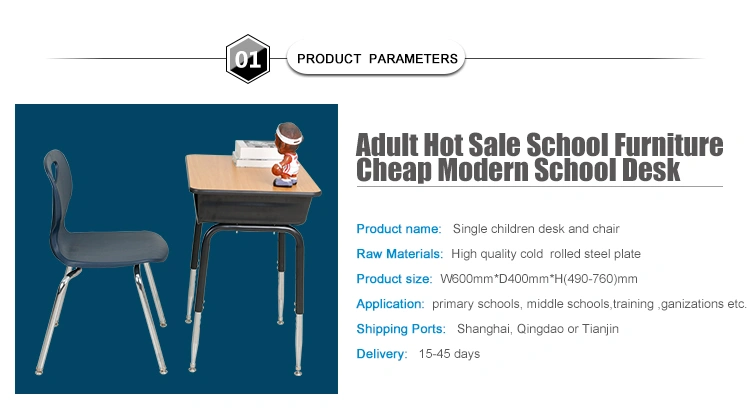 China High Quality Adult School Desk / Single Student Desk and Chair