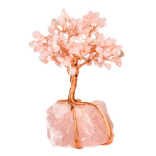 Raw Rose Quartz Copper Tree Base Spiritual Meditation Energy Room Office Desk Decor Gifts