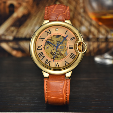 custom automatic leather band mens watch