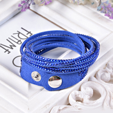 WLLB040 Rhinestone leather bracelet strass Double Wrap leather bracelet