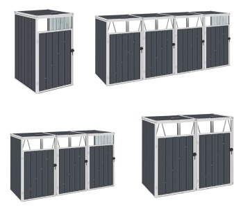 Double Outdoor Galvanized Steel Garbage Bin Storage Shed