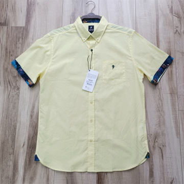 COTTON YELLOW CASUAL SHORT SLEEVE MEN'S SHIRT