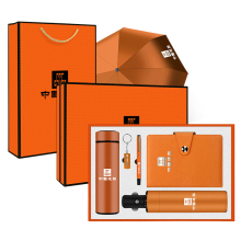 Premium Orange Luxury Logo Notebook and Pen Gift Set for Business Executives