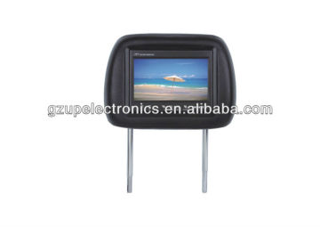 7 inch TFT LCD headrest with pillow monitor, zipper cover, IR, USB/SD