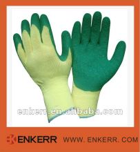 CE green latex coated cotton gloves