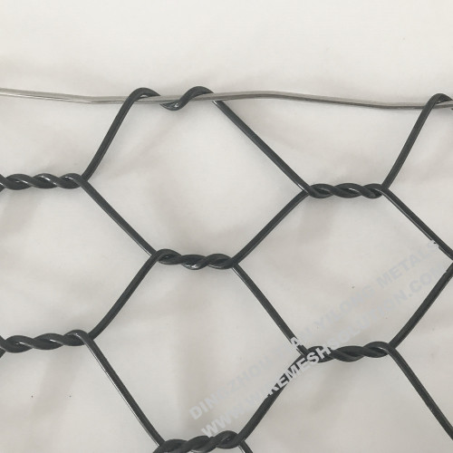 Malha de arame hexagonal de poliéster Gabion sem fio de metal