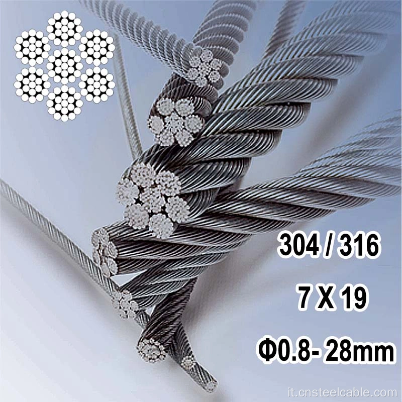 Cavo In Acciaio Inox 316/304 Trecciato 7x7 E 7x19 - Diametri Da 0,3 Mm A 20 Mm (venduto Al Metro)