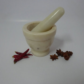 White Natural Stone Mortar And Pestle