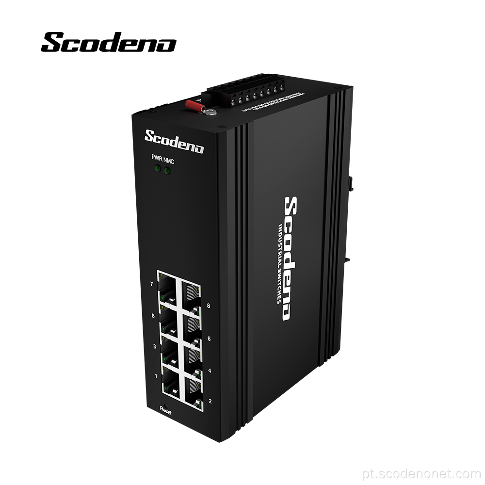 Switch DC48V de 8 portas gigabit PoE com Ethernet industrial gerenciado em estoque montado em trilho din