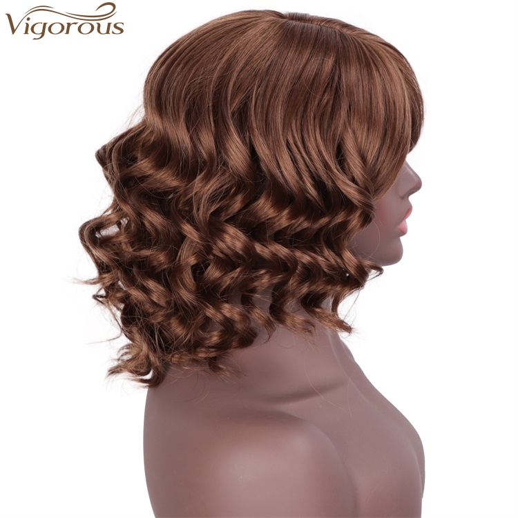 Vigorous Afro Kinky Curly Wigs For Black Women Synthetic African Fluffy Hair Light Auburn Color High Temperature Fiber
