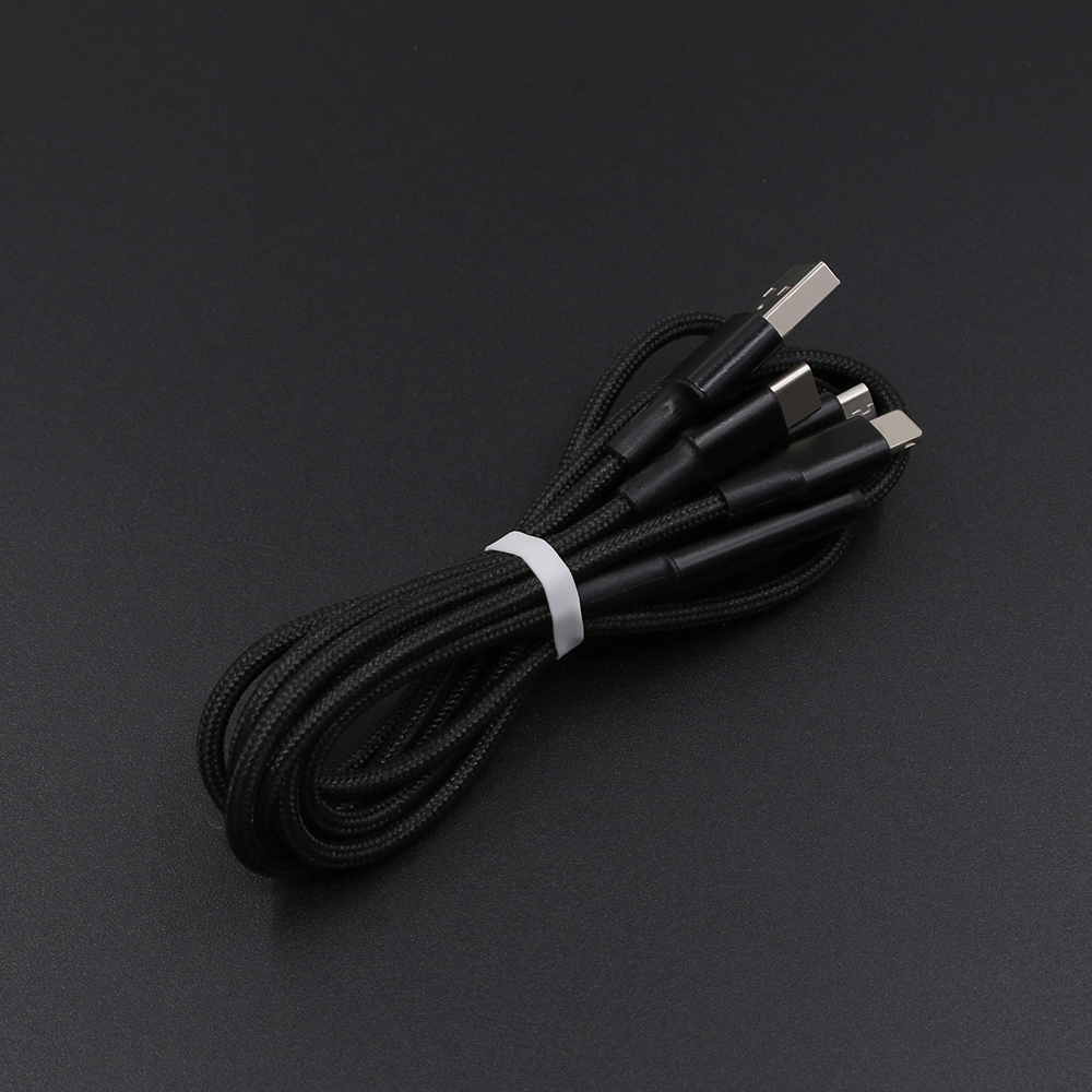 Yijiashishang 120CM Multi 3 in 1 Nylon usb charging Cable for iPhone,Micro USB,USB-C with CE ROHS