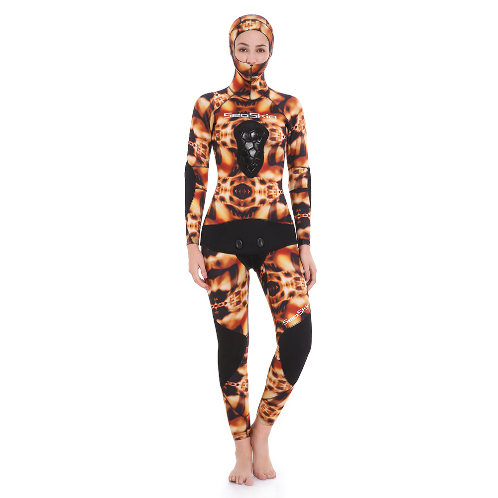 Seaskin Womens 3mm Otwarty komórka Neopren -Ribhing Suits