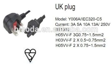 UK mickey mouse power plug,plastic power cable, ac power plug