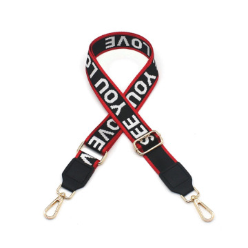 Ladies Custom 5cm Wide Jacquard Woven Logo Nylon Shoulder Handbag Strap