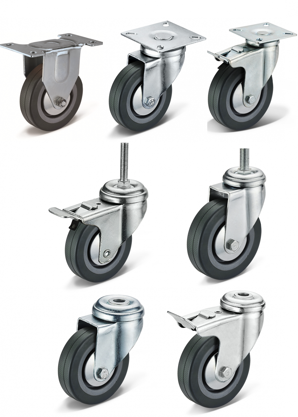 STEM PU Caster Handle Wheels مع الفرامل