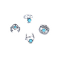 11 pièces Turquoise Ring Set femme doigt joint rétro femme fille Bohème argent joint jeunesse Halloween fête cadeau quotidien