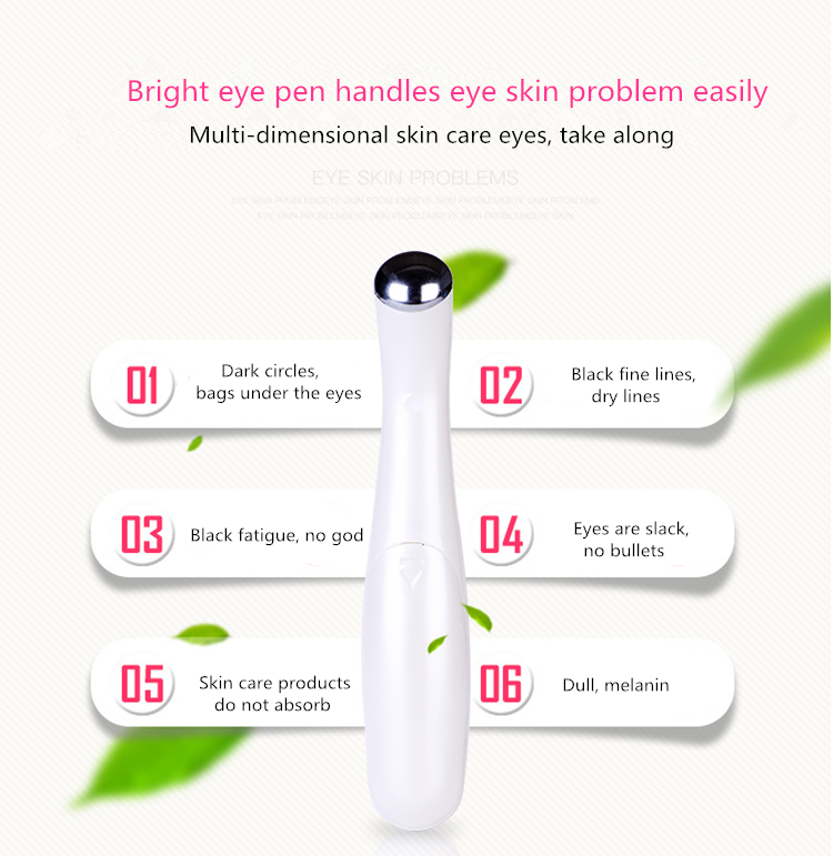 Eye Massage Stick Eyes Wrinkle Removing Pen Black Eye Massage Instrument Vibration Beauty Pen White