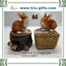 Jewelry box with rabbit figurine on the box, box for jewelry