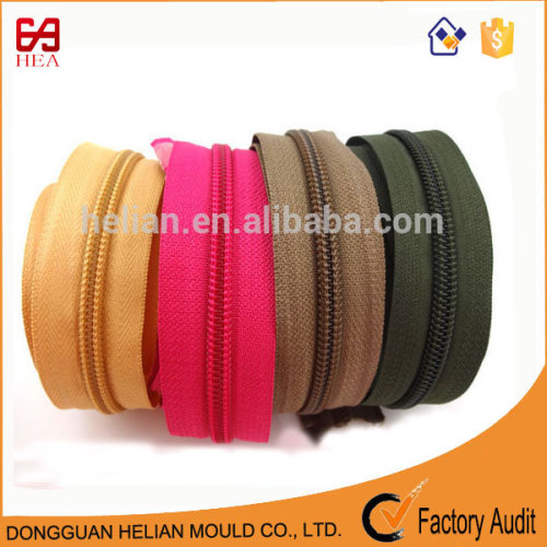 2016 heavy duty continous zipper chain with nylon polyester spiral teeth factory zipper prices