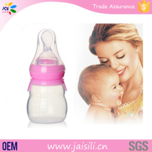 new 2016 silicone baby feeding bottle with spoon attached infant feeding spoon