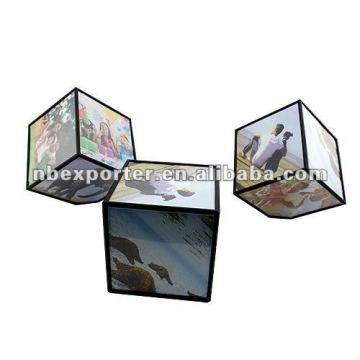 Rotating photo frame cube