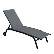 Modern Outdoor Furniture steel Furniture Sling Reclining Beach Sun Lounger with wheels