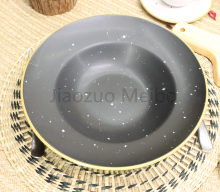 Customized Black Ceramic Pasta Plate Salad Bowl Stoneware Soup Bowl