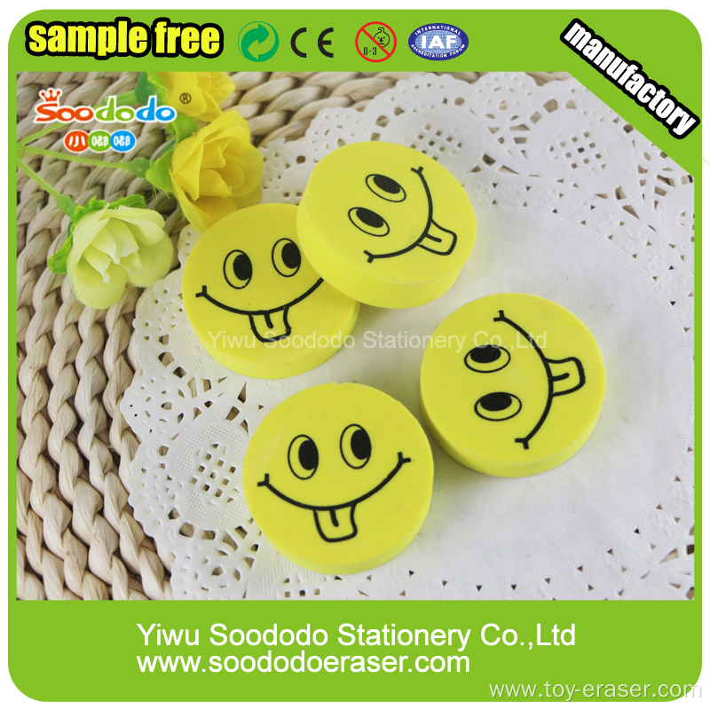 Smile round shape flat gift eraser