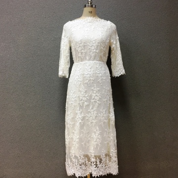 Women's cotton white embroidery long dress