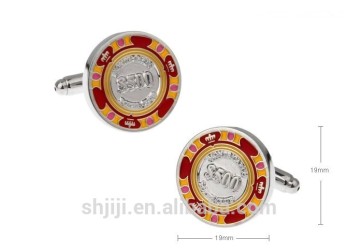 Engraved Enamel Circular Jewelry Cufflinks