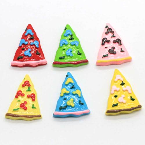 100Pcs Hand-painted Resin Miniature Dollhouse Pizza Flat back Mini Pattern Applique DIY Wedding Scrapbook Hair Bow Craft