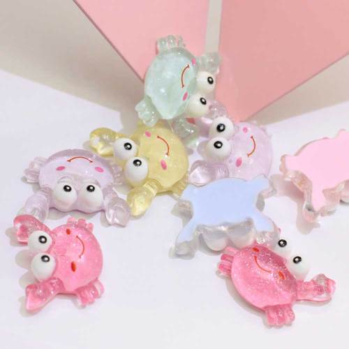 Cabujón de resina de animales con forma de cangrejo simulado Kawaii de Color claro para decoración de juguetes DIY, artículos para niños, encantos de concha de teléfono