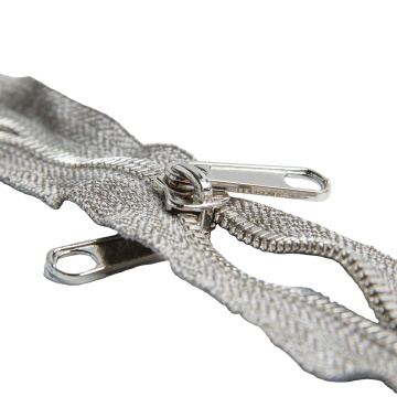 Silver-Coated Conductive Metal Faraday Zipper for EMF Shielding Garments