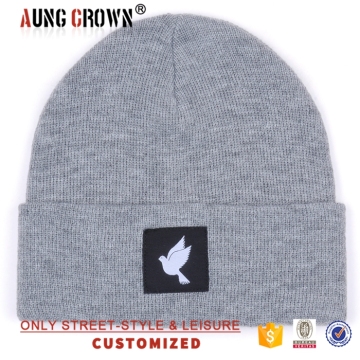 Custom logo winter knitted boys 100% acrylic beanie