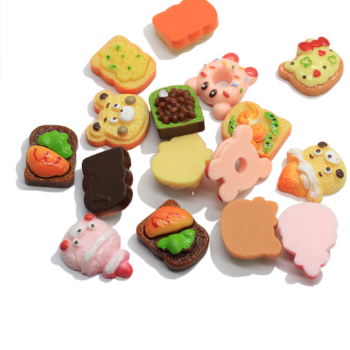 Kawaii Cartoon Dierlijke Vorm Hars Brood Beer Kat Hoofd Donut Voedsel Charms voor Mobiele Telefoon Decoratie