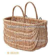 Handbag style durable wicker bicycle basket with swing handle