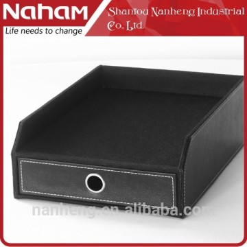 NAHAM faux leather desk organizer file tray with drawer