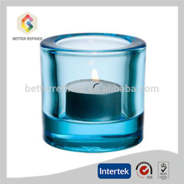 Private label blue glass candle holders