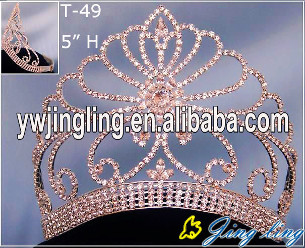 Silver High Pageant Gold Crowns Tiara For Winner