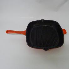 Square Cast Iron Enamel Grill Pan