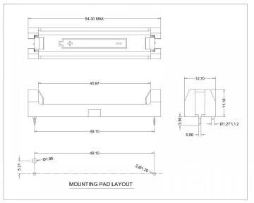 BBC-S-SN-A-1AAA-021 SINGLE AAA BATTERY HOLDER THM