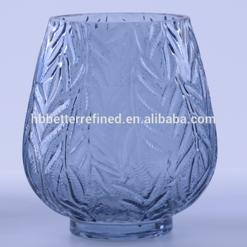 Vitage Leaf Pattern Set OF Colored Glass Vases