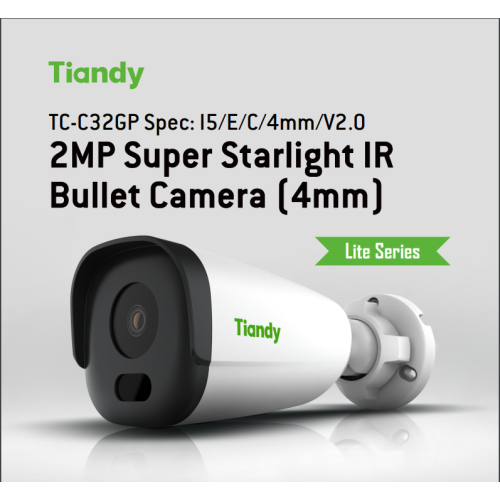 2MP Super Starlight IR Bullet Camera 4mm TC-C32GP2.0