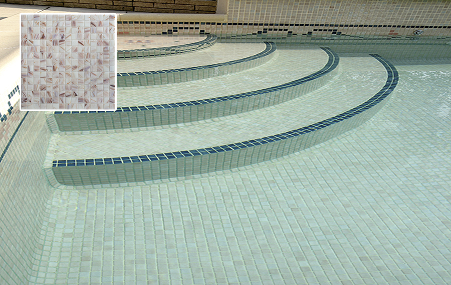 Piastrelle piscina a mosaico fuso rosa chiaro