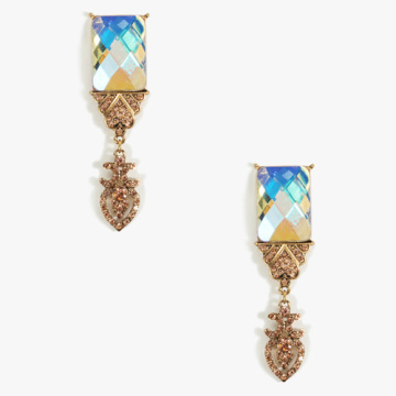 Large rhinestone drop earring for women gold plated drop earring with CZ diamond